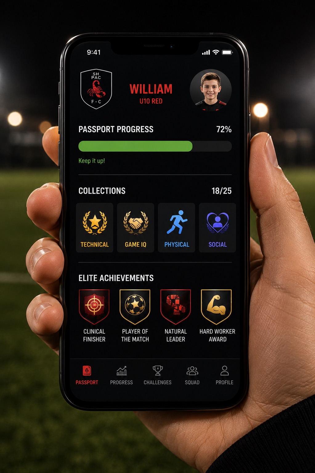 SH PAC Player Passport app on a phone