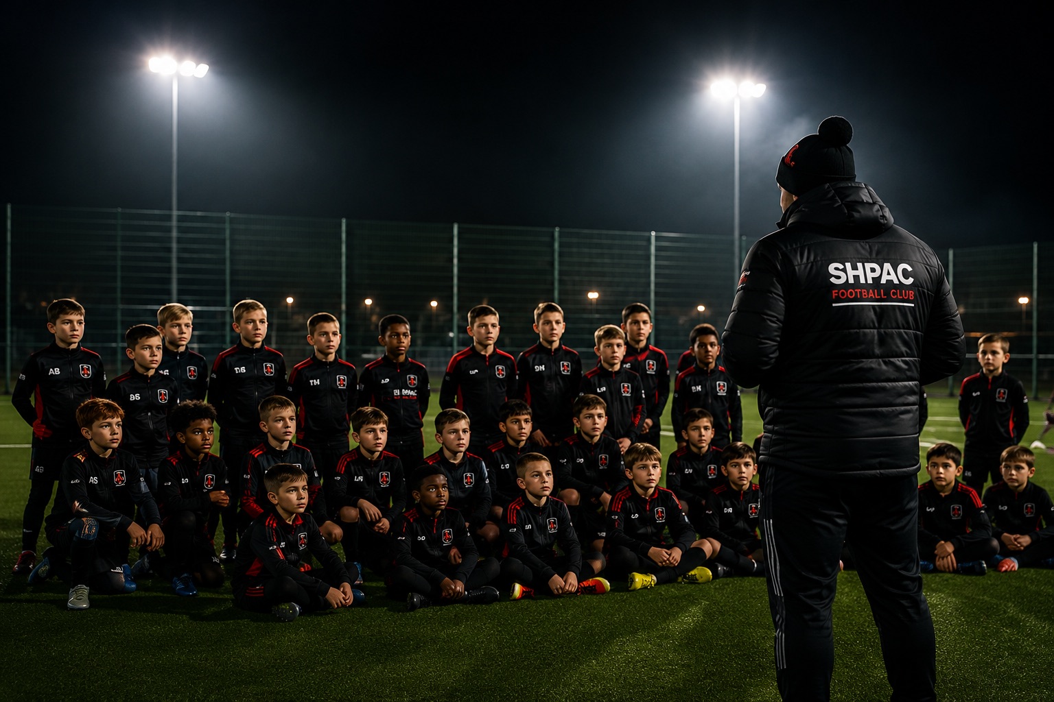 SH PAC squad with coach after a training session